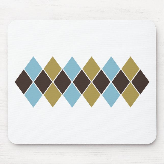 Baby Blue, Chocolate, Tan Argyle Preppy Mousepad (Front)