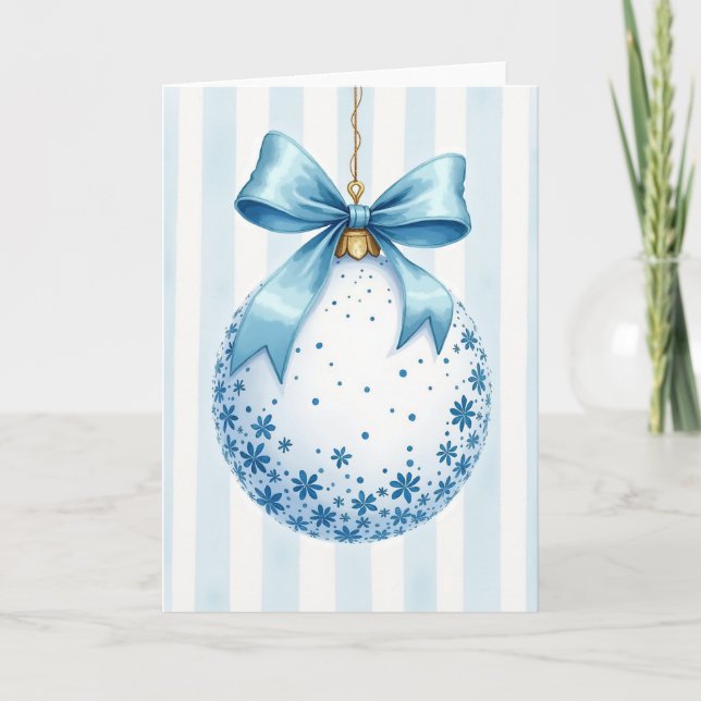 Baby Blue Christmas Ornament Card (Front)