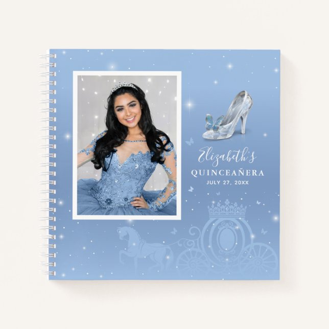 Baby Blue Cinderella Quinceanera Photo Livre d'Inv (Devant)