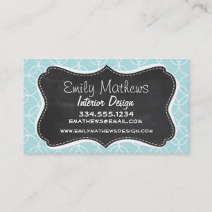 Baby Blue Circles; Vintage Chalkboard Business Card