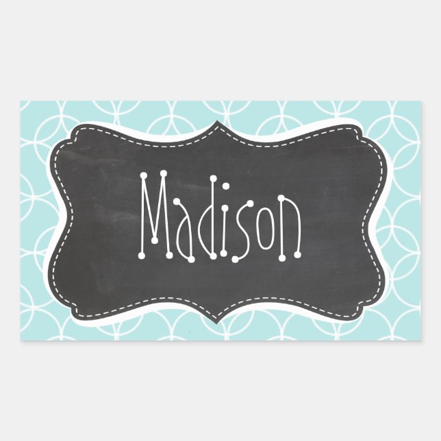 Baby Blue Circles; Vintage Chalkboard Sticker (Front)