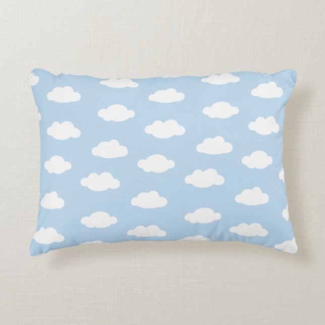 Baby blue cloudy sky pattern  accent pillow (Front)