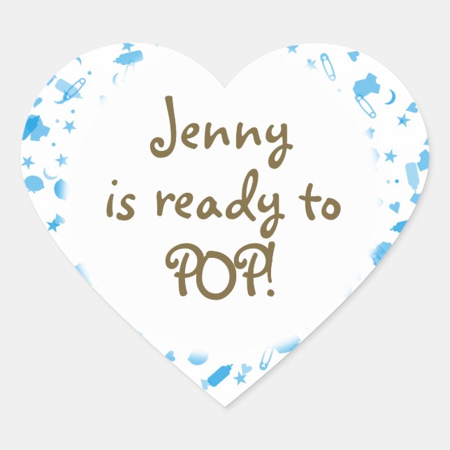 Baby Blue Confetti Baby Shower Favour Heart Sticker (Front)