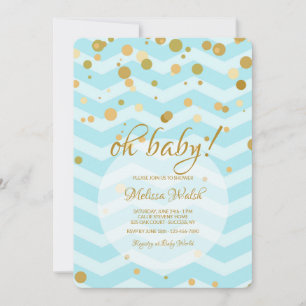 Baby Blue Confetti Baby Shower Invitation