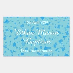 Baby Blue Confetti Baptism Christening Favour Sticker