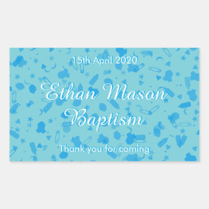 Baby Blue Confetti Baptism Christening Favour Sticker