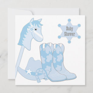 Baby Blue Cowboy Baby Shower Invitation
