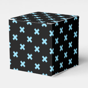 Baby blue cross stitches on black favor box