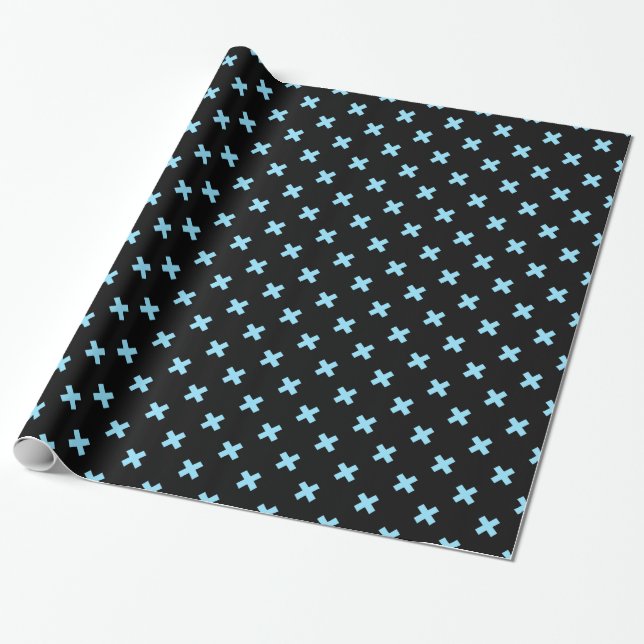 Baby blue cross stitches on black wrapping paper (Unrolled)