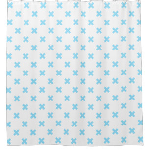 Baby blue cross stitches on white