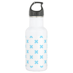 Baby blue cross stitches on white 532 ml water bottle