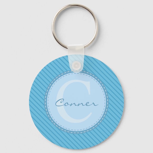 Baby Blue Custom Personal Monogram Keychain (Front)