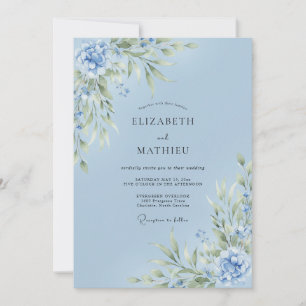 Baby Blue Delicate Spring Wedding Invitation