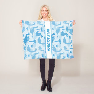 Baby Blue Dinosaurs Pattern Personalized Boys Fleece Blanket
