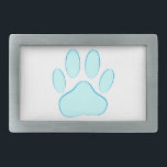 Baby Blue Dog Pawprint Belt Buckle<br><div class="desc">Cartoon dog pawprint in blue.</div>