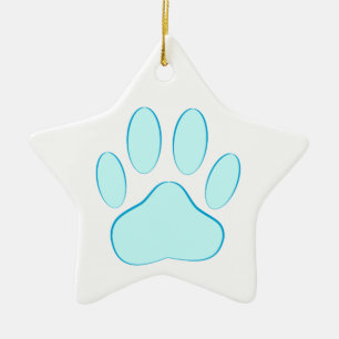 Baby Blue Dog Pawprint Ceramic Ornament