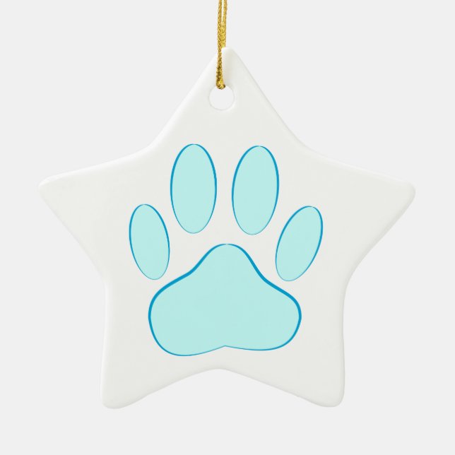 Baby Blue Dog Pawprint Ceramic Ornament (Front)