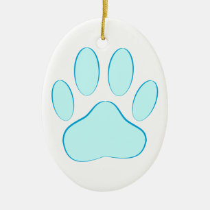 Baby Blue Dog Pawprint Ceramic Ornament