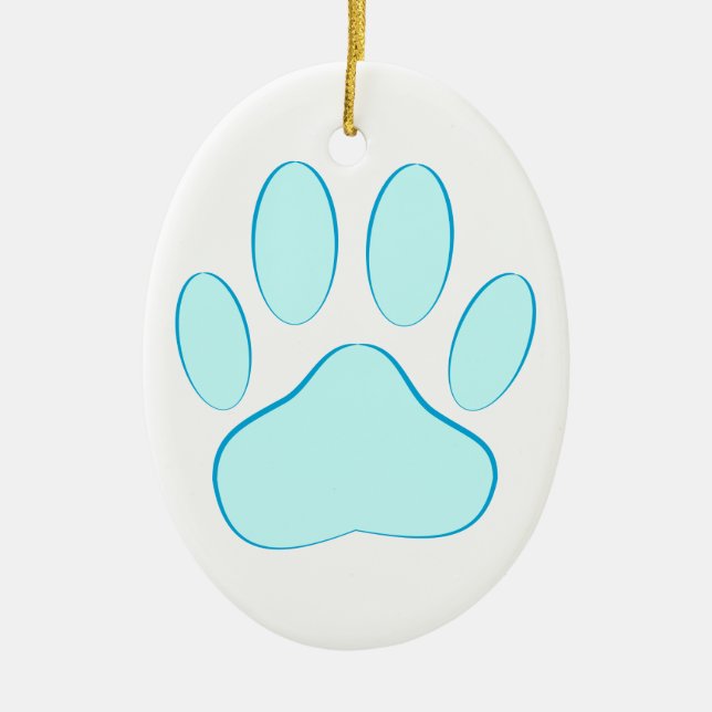 Baby Blue Dog Pawprint Ceramic Ornament (Front)