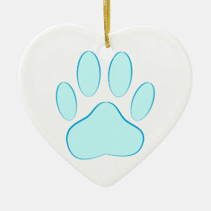 Baby Blue Dog Pawprint Ceramic Ornament