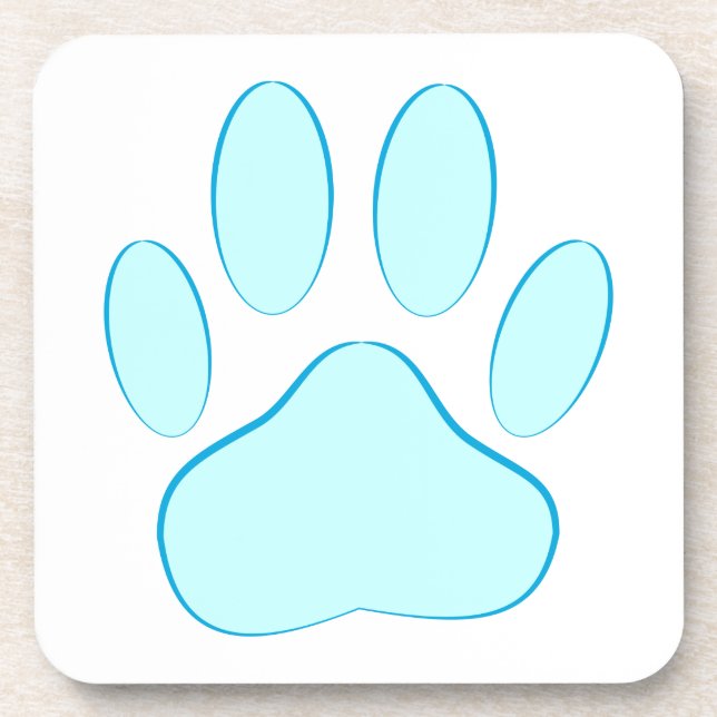 Baby Blue Dog Pawprint Coaster (Front)