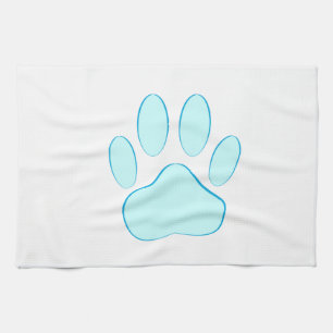 Baby Blue Dog Pawprint Kitchen Towel