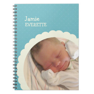 Baby blue dot scallop circle custom photo journal