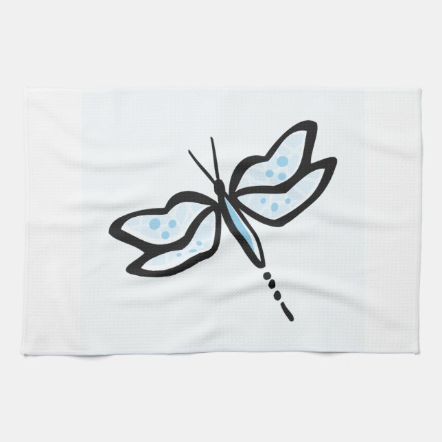 Baby Blue Dragonfly Kitchen Towel (Horizontal)