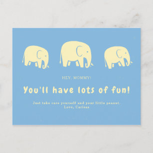Baby Blue Elephant Baby Shower Postcard