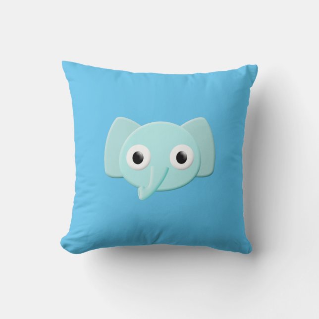 Baby Blue Elephant Drawing  Throw Pillow (Front)