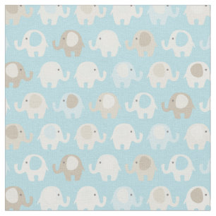 Baby Blue Elephant Pattern Fabric
