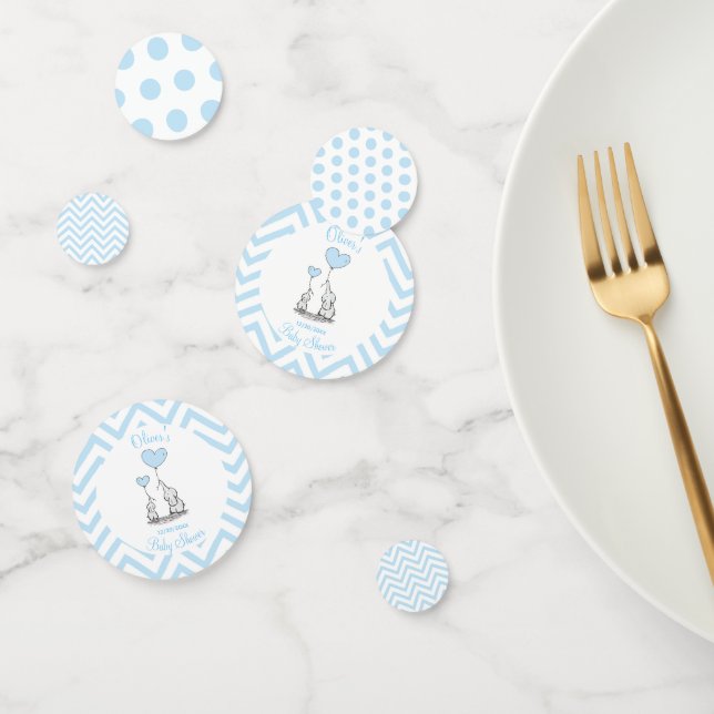 Baby Blue Elephant Personalized Baby Shower Confetti (Group)