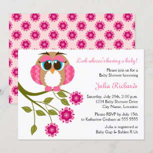 Baby Blue Eyes Owl Baby Shower Invitation