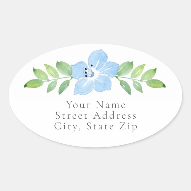 Baby Blue Eyes Watercolor Floral Swag labels (Front)