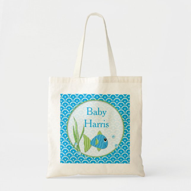 Baby Blue Fish Bag Personalized (Front)
