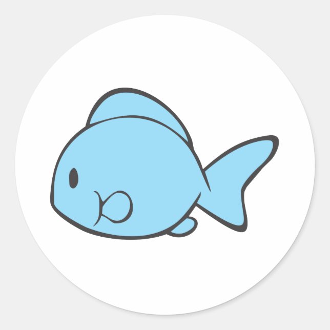 Baby Blue Fish Swimming Classic Round Sticker (Front)