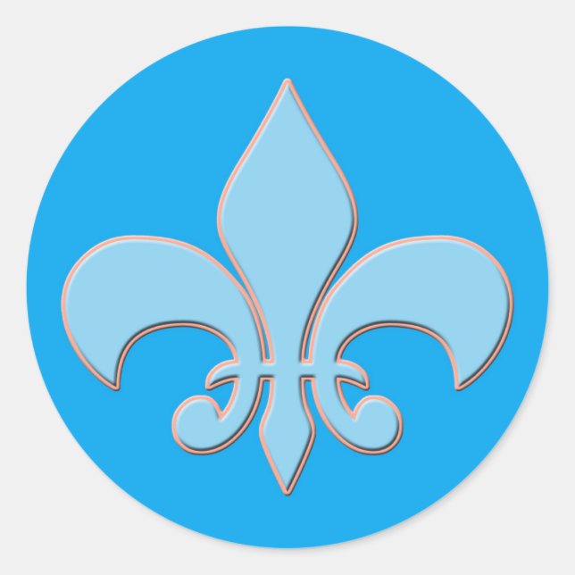 Baby Blue Fleur-de-lis Classic Round Sticker (Front)