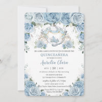 Baby Blue Floral Cinderella Coach Quinceañera