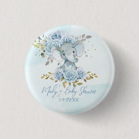 Baby Blue Floral Cute Elephant Boy Baby Shower
