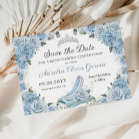 Baby Blue Floral Glass Shoe Quinceañera Sweet 16