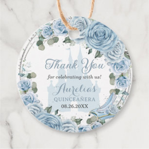 Baby Blue Floral Princess Castle Glass Slipper  Favour Tags