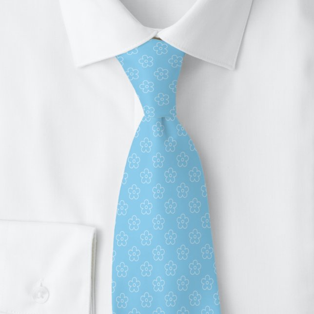 Baby Blue Flower Doodle Tie (Creator Uploaded)