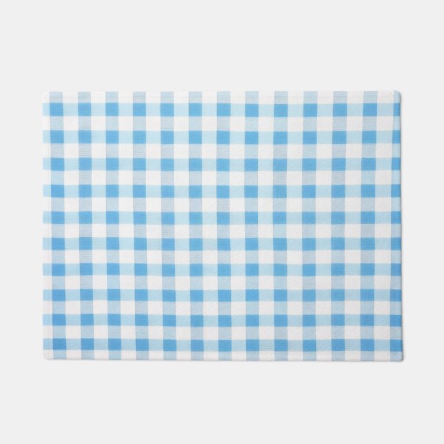 Baby Blue Gingham Doormat (Front)