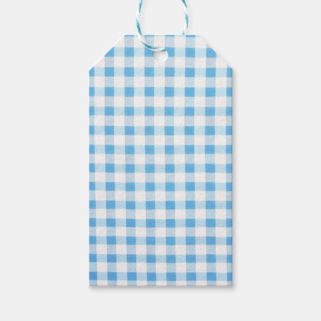 Baby Blue Gingham Gift Tags (Front)