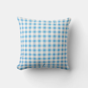 Baby Blue Gingham Throw Pillow