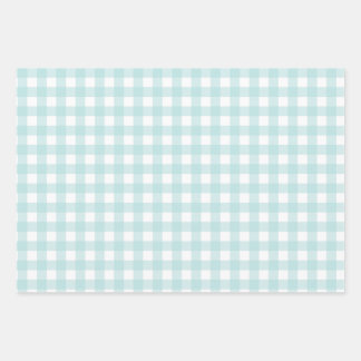 baby blue gingham wrapping paper sheet