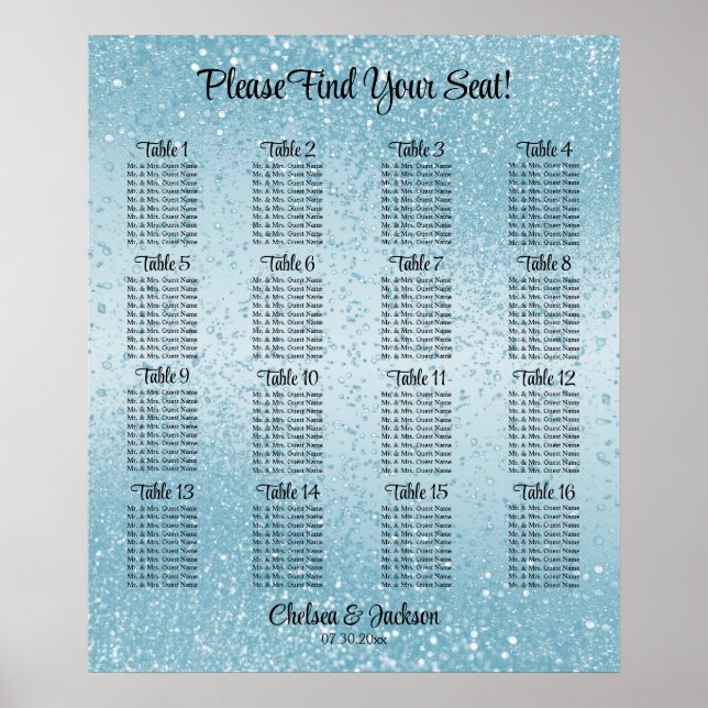 Baby Blue Glitter - 16 Seating Chart (Front)
