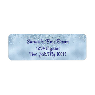 Baby Blue Glitter & Foil Return Address Label