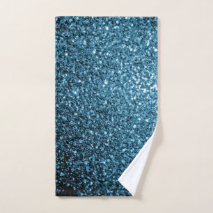 Baby blue glitter sparkles hand towel