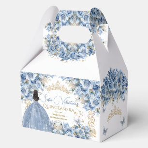 Baby Blue Gold Quinceanera Princess Butterfly Favor Box